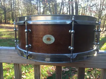 vintage 1940's White Enamel Badge Ludwig 5&quot; x 14&quot; 8 tube-lug snare drum