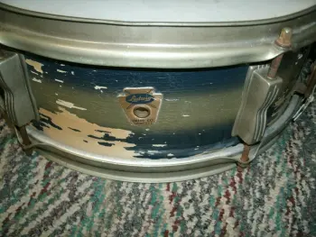 Vintage LUDWIG circa 1960 Pioneer DUCO blue and silver lacquer wood snare drum