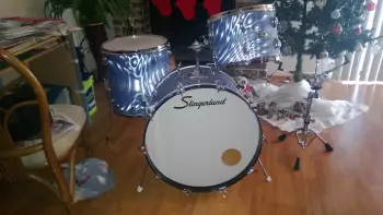 Slingerland Blue Satin Flame Drums