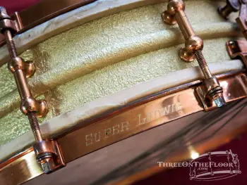 1926 Ludwig Stipple Gold 4x14 &quot;Super Ludwig&quot; Snare Drum.