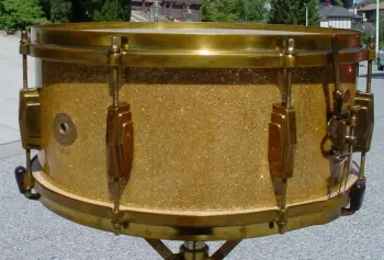 [B]1935-36 Ludwig &amp; Ludwig 6.5 x 14 Gold Sparkle (Flash)/Classic Gold Standard Model[