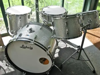 Vintage Ludwig silver sparkle drum set.Matching Jazz Festival