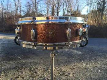 RARE 60's Gretsch Round Badge 'Max Roach' model 4&quot;x14&quot; snare drum, Burgundy sparkle