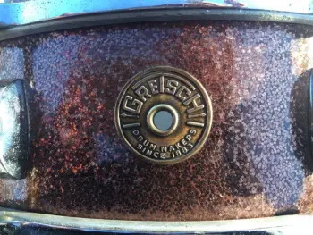 RARE 60's Gretsch Round Badge 'Max Roach' model 4&quot;x14&quot; snare drum, Burgundy sparkle