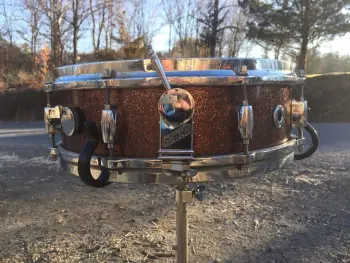 RARE 60's Gretsch Round Badge 'Max Roach' model 4&quot;x14&quot; snare drum, Burgundy sparkle