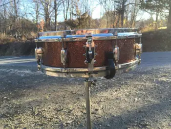 RARE 60's Gretsch Round Badge 'Max Roach' model 4&quot;x14&quot; snare drum, Burgundy sparkle