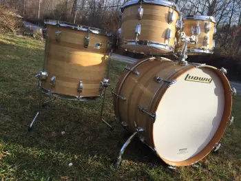 Vintage Ludwig B/O badge 'Butcher Block' 12/13/16/22 4pc drum set w/ soft bags - $799