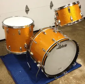 FOR SALE: Vintage Late 1960s Ludwig Classic 22/16/13 Rewrap in Gold Sparkle