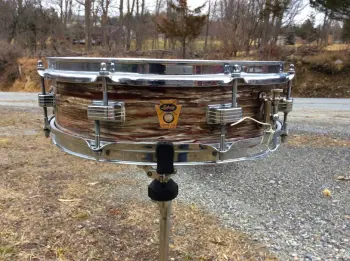 *RARE* Ludwig trans badge Pink Oyster Pearl 4&quot; x 14&quot; downbeat snare - AMAZING