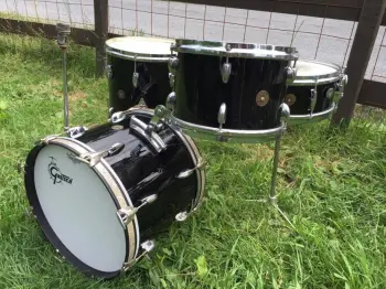 RARE 60's 4pc Gretsch Bop / Jazz 12/14/18/14snr outfit in black nitron rewrap