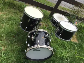 RARE 60's 4pc Gretsch Bop / Jazz 12/14/18/14snr outfit in black nitron rewrap