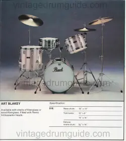 Late 70s Pearl F-418 &quot;Art Blakey&quot; outfit in Silver Satin