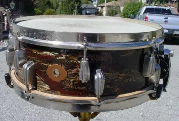 [B]1942- SLINGERLAND 5 x 14 “ROOT BEER SWIRL” (UN-CATALOGUED FINISH) RADIO KING MODEL