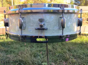 vintage Gretsch 'Max Roach' model 4&quot; x 14&quot; snare in drum in white marine pearl -