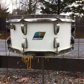 1970's Ludwig B/O badge 6.5&quot; X 14&quot; School Festival Model snare drum in white cortex