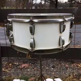 1970's Ludwig B/O badge 6.5&quot; X 14&quot; School Festival Model snare drum in white cortex