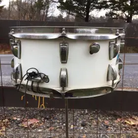 1970's Ludwig B/O badge 6.5&quot; X 14&quot; School Festival Model snare drum in white cortex