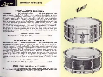 1930's 5x14&quot; Leedy Utility Model NOB Snare
