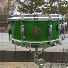 Vintage 60's Gretsch Round Badge model # 4157 5&quot;x14&quot; snare drum in RARE green sparkle