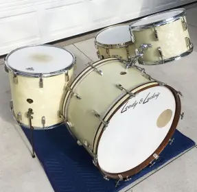 FOR SALE: Vintage Early 1950s Leedy &amp; Ludwig 13/16/24 with 14 Snare in White Marine P