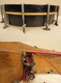 Cleaning up the shell of a 1908 Lyon Healy Single Head Snare