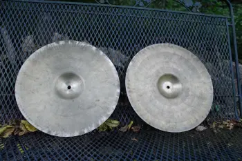 Vintage 1940s A Zildjian 13&quot; Trans Stamp Hi-Hat Cymbals - Paper Thin