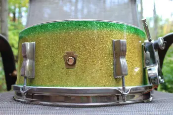 Vintage 1956 WFL Ludwig 13x5.5&quot; Classic Porto-Pak Snare Drum - Faded Green Sparkle