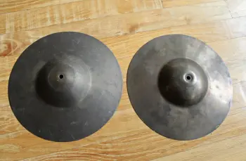 Vintage 1920-1930s Ludwig 10&quot; Deep Cup Brass &quot;Sock&quot; Hi-Hat Cymbal Pair