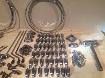 Vintage Ludwig Parts - hoops, lugs, t's, claws, rods, mounts and more