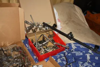 Sorting some vintage drum hardware...