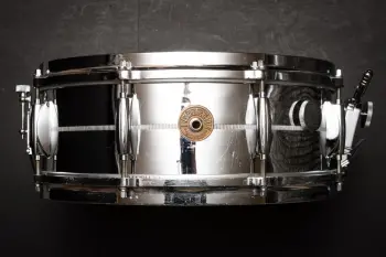 FOR SALE: Gretsch Round Badge 4160 Chrome Over Brass 14x5&quot; 8-Lug Snare Drum 1965-66