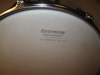 Ludwig 14 inch 8 lug brass-like timbale b/o badge