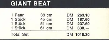 Original Paiste Giant Beat sizes available 60's-70's?