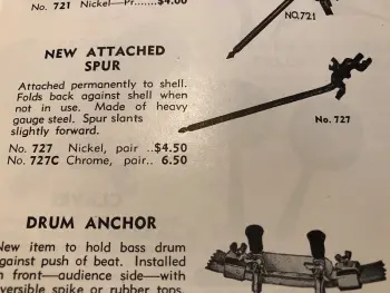 '50 slingerland bassdrum/ floor brackets + spurs
