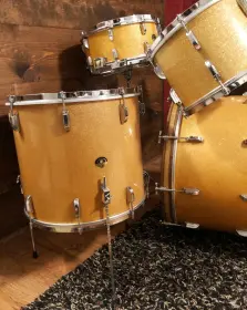 FOR SALE: Vintage 1949-50 Leedy &amp; Ludwig 13/13/18/24/14 Drum Set in Gold Flash Pearl