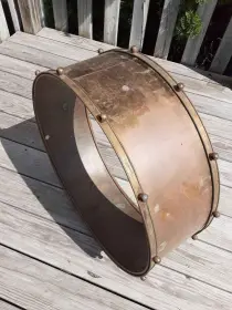 Can anyone ID this ? antique 24x8 Brass Bass Drum