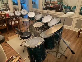 Looking for feedback on 9 piece Emerald Green Pearl Gretsch Stop Sign Badge Drum Set