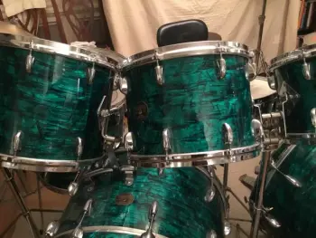 Looking for feedback on 9 piece Emerald Green Pearl Gretsch Stop Sign Badge Drum Set