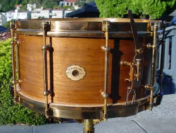 1928-34 SLINGERLAND 6.5x14 WALNUT/ARTGOLD TONE FLANGE ARTIST MODEL