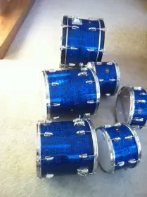 68 Slingerland Blue Agate kit 20,12,13,14f,16f,matchingsnare