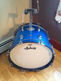 rare vintage 60's Ludwig Keystone badge 12&quot; x 18&quot; Jazzette Bass Drum in blue sparkle!