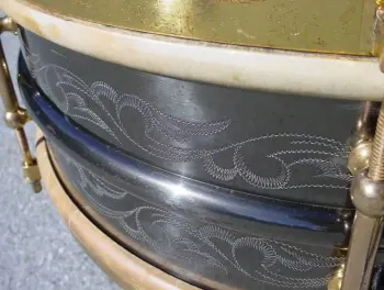 1919-1922 LUDWIG &amp; LUDWIG 5 x 14 6 LUG/FANCY SCROLL ENGRAVED DeLUXE STANDARD MODEL