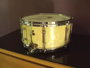 Ludwig &amp; Ludwig 1940 40's snare drum white marine pearl original