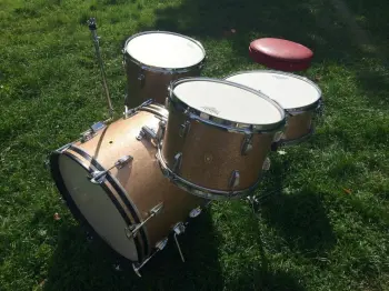 1966 Ludwig Downbeat 12/14/20 w matching Jazz Fest snare, Champagne Sparkle - AMAZING