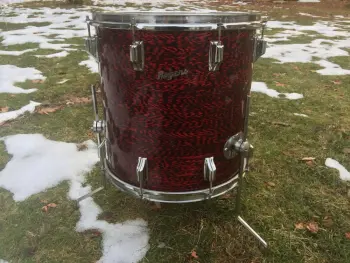 60's Rogers 'Holiday' model 16&quot; x 16&quot; floor tom in original Red Onyx wrap - CLEAN!