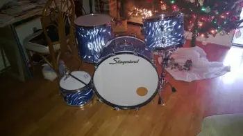Slingerland Blue Satin Flame Drums