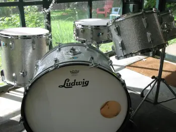 Vintage Ludwig silver sparkle drum set.Matching Jazz Festival