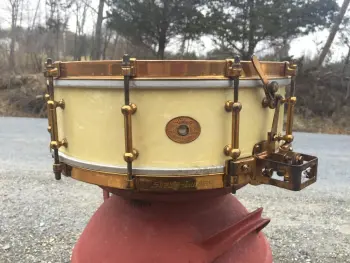 1920's Super Ludwig 5&quot; x 14&quot; snare drum in WMP a.k.a Avalon Pearl w gold hardware