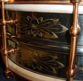 [B]1926-27 LUDWIG &amp; LUDWIG 5 x 14 10 LUG 12 PT. FLORAL ENGRAVED DeLUXE MODEL