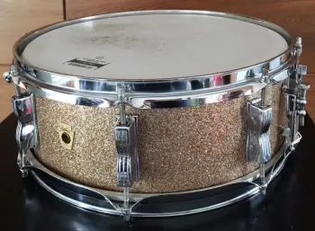 FOR SALE: Vintage 1965 Ludwig Jazz Fest 5x14 Snare in Champagne Sparkle